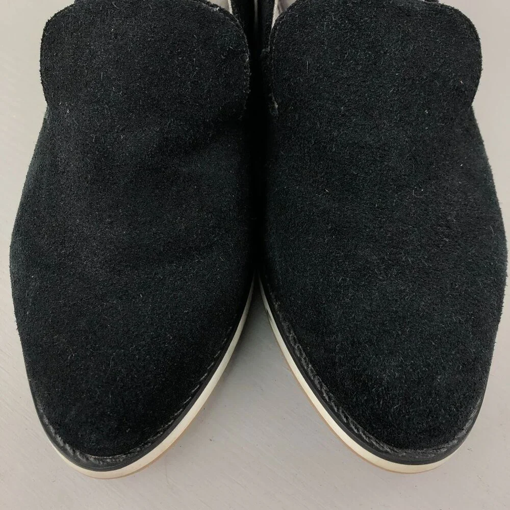 Com & Sens Women's Size 6.5 Shebby Black Suede Slip On Low Wedge Slip On Shoes